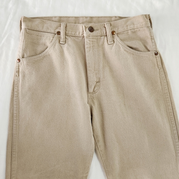 *SOLD* Wrangler Cowboy Cut Tan Khaki Twill High Rise Straight Leg Jeans Size 29 - Picture 4 of 6